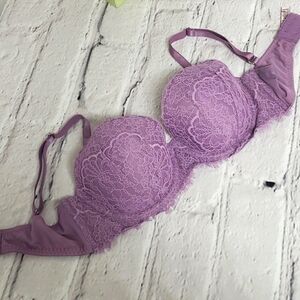 VICTORIAS Secret Dream Angels Lined Demi Lavender Lace 34D EUC Like New!